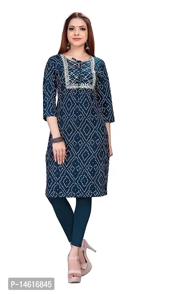 zokhi Womens Rayon Printed Casual Kurti