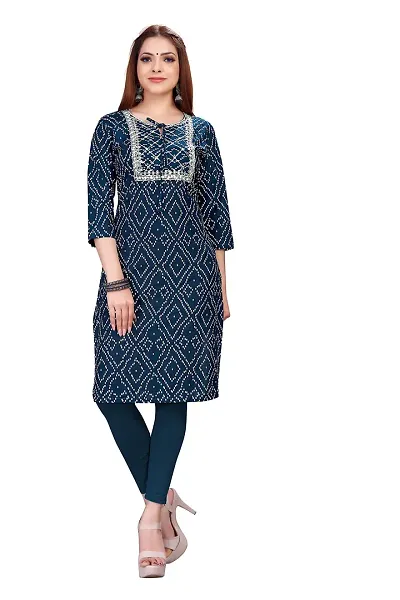 Stylish Viscose Rayon Embroidered Straight Kurti