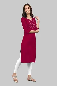 zokhi Womens Viscose Rayon Mirror Work Solid Design Straight Casual Kurti-thumb3