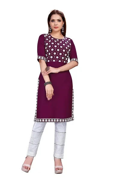 Stylish Viscose Rayon Straight Embroidered Kurta