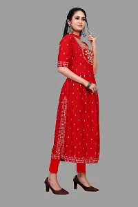 zokhi Women's Rayon Zari Butti Embroidery Flared Collar Kurti for Women's-thumb4