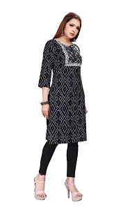 zokhi Womens Rayon Printed Casual Kurti (Medium, Black)-thumb1