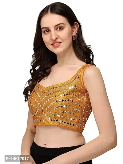 zokhi Women's Mirror Work Sleeveless Stitched Blouse Saree Blouse_Only Blouse-thumb2