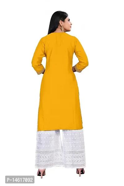 Yellow Rayon Regular Kurtas For Women-thumb2