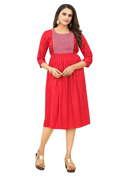 zokhi Women's Embroidered Rayon Straight Kurti