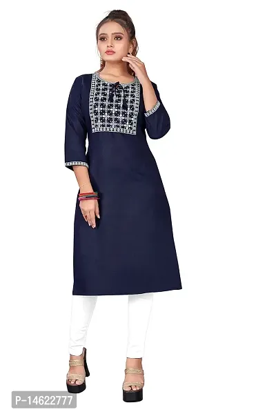 zokhi Womens Cotton Blend Mirror Work Casual Kurti-thumb0