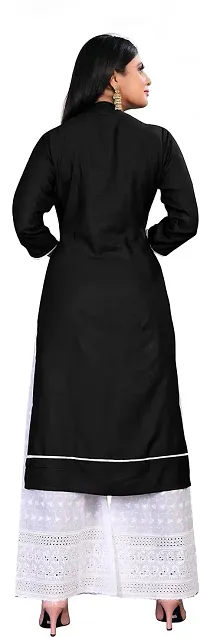 Black Rayon Regular Kurtas For Women-thumb1