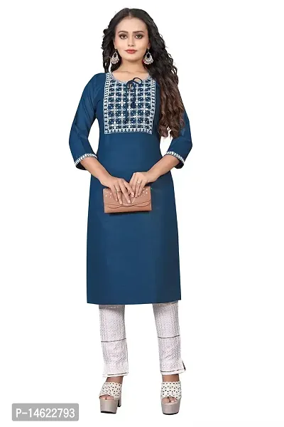 zokhi Womens Cotton Blend Embroidered Kurta and Pant with Sequance Work