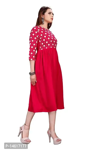 zokhi Women's Rayon Embroidered Flared Kurti-thumb2