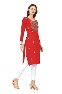 zokhi Women's Embroidered Rayon Straight Kurti-thumb3