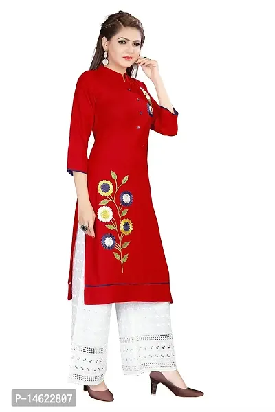 Stylish Red Regular Kurtas For Women-thumb3