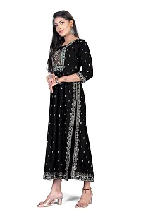 zokhi Women's Rayon New Trend Flared Embroidery A-line Stiched Kurta for Women's-thumb2