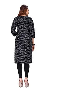 zokhi Womens Rayon Printed Casual Kurti (Medium, Black)-thumb2