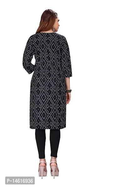 zokhi Womens Rayon Printed Casual Kurti (Medium, Black)-thumb3