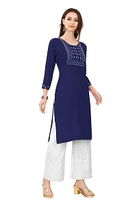 zokhi Women's Rayon Solid Straight Kurti Palazzo Set With ZIgzag Design, Kurti For Women, Kurti Set, Kurti with Pant, Kurti-thumb2