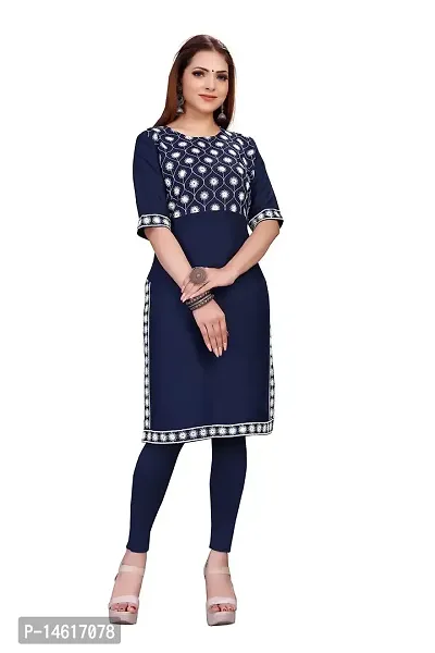 zokhi Womens Rayon Embroidered Straight Kurti-thumb0