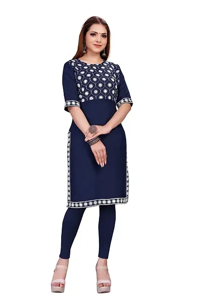 Stylish Rayon Embroidered Straight Kurti