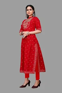 zokhi Women's Rayon Zari Butti Embroidery Flared Collar Kurti for Women's-thumb2