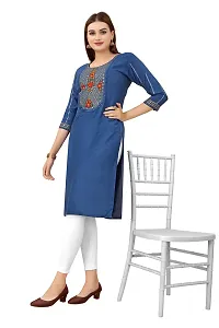 zokhi Women's Embroidered with Mirraw Work Rayon Straight Kurti-thumb3