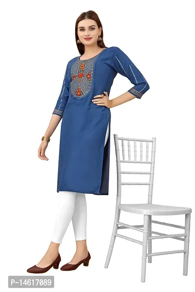 zokhi Women's Embroidered with Mirraw Work Rayon Straight Kurti-thumb4