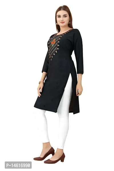 zokhi Women's Embroidered Rayon Straight Kurti for Women-thumb4