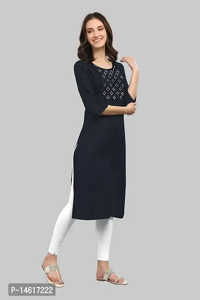 zokhi Womens Viscose Rayon Mirror Work Solid Design Straight Casual Kurti-thumb4