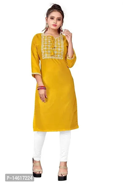 zokhi Womens Cotton Blend Mirror Work Casual Kurti