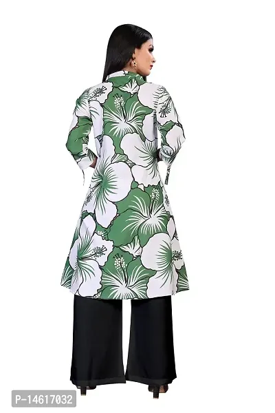 zokhi Women's Cotton Flower Printed A-line Kurta with Black Plazzo-thumb2