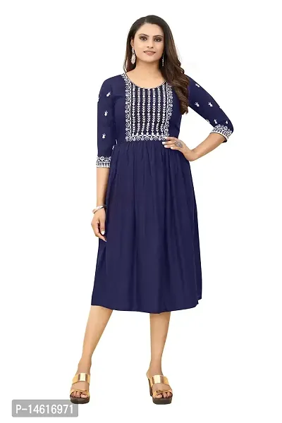 zokhi Women's Embroidered Rayon Straight Kurti-thumb0