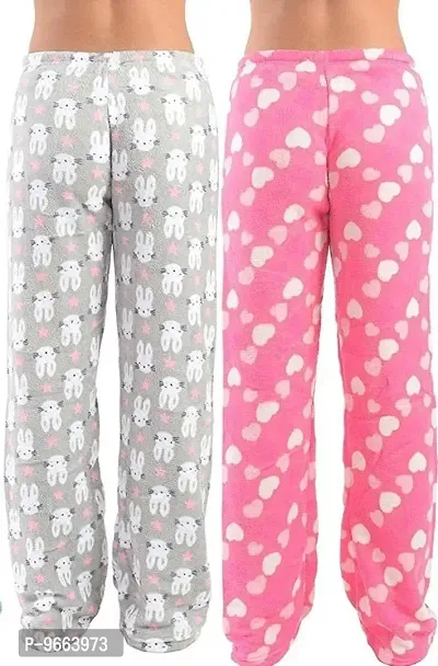 Future Fashion Women's Printed Woollen Pyjama Lower with Pocket for Winter( pzm-GN-2-2 , Pink, Blue , Small)-thumb2
