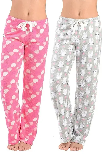 Future Fashion Designer Winter Woolen hotselling Pyjama Lower for Women/Girls/Ladies, with Pocket Random Beautiful Designs & Colors Pink,