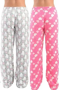 Future Fashion Designer Printed Winter Woolen hotselling Pyjama Lower for Women/Girls/Ladies, with Pocket Random Beautiful Designs & Colors Pink, Grey-thumb1