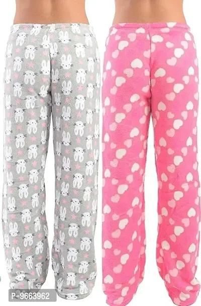 Future Fashion Designer Printed Winter Woolen hotselling Pyjama Lower for Women/Girls/Ladies, with Pocket Random Beautiful Designs & Colors Pink, Grey-thumb2