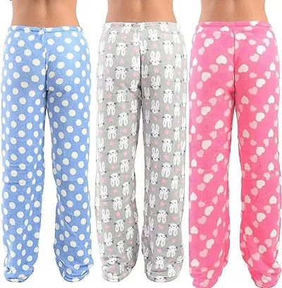 Carefor Women's Woollen Pyjama Lower with Pocket (pzm-P-3-3, Pink, and Blue, Medium) - Pack of 3 Pieces