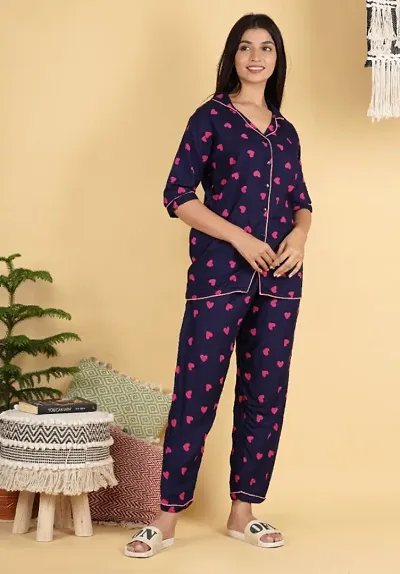 Hot Selling Rayon Night Suit Set For Women And Girls