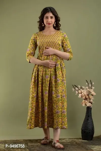 Women Cotton Ethnic Maternity Gowns-thumb0