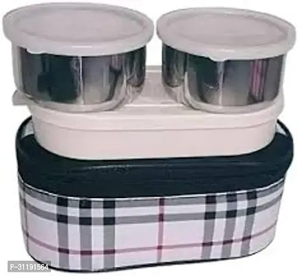 Stainless Steel Lunch Box for Kids Adults Comber with a Bag 2 Steel Containers and 1 Fruit Salad Tray-thumb0