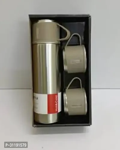 Stainless Steel Vacuum Insulated Bottle Water Flask Gift Set with Two Cups Hot  Cold Diwali Gifts for Employees Corporate Gift Items Vacuum Flast Set with 2 Mugs