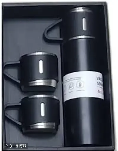 Stainless Steel Vacuum Insulated Bottle Water Flask Gift Set with Two Cups Hot  Cold Diwali Gifts for Employees Corporate Gift Items Vacuum Flast Set with 2 Mugs