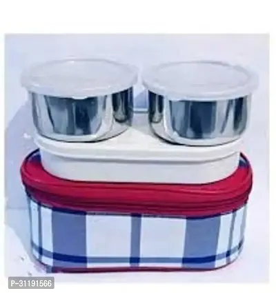 Stainless Steel Lunch Box for Kids Adults Comber with a Bag 2 Steel Containers and 1 Fruit Salad Tray-thumb0