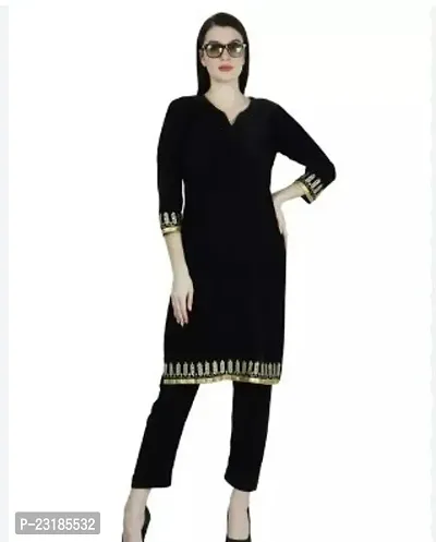 Trendy Black Embellished Velvet Kurta Bottom Set For Women-thumb0