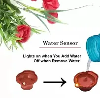 SHRI BANKEY BIHARI COLLECTION Plastic Water Sensor LED Diyas Candle with Water Sensing Technology E-Diya, Warm Orange Ambient Lights, Battery Operated (Pack of 6)-thumb1