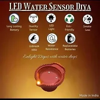 SHRI BANKEY BIHARI COLLECTION Plastic Water Sensor LED Diyas Candle with Water Sensing Technology E-Diya, Warm Orange Ambient Lights, Battery Operated (Pack of 6)-thumb3