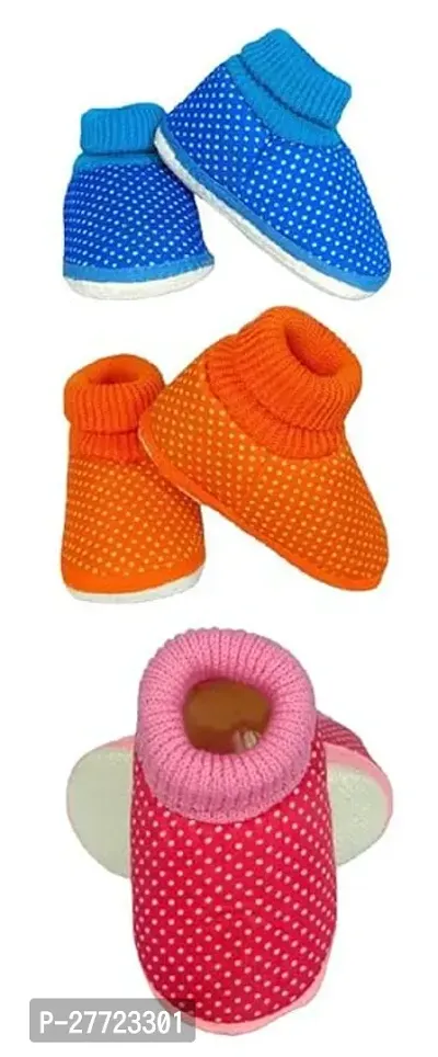 New born baby shoes Pack of 3 (blue, orange and pink)-thumb0