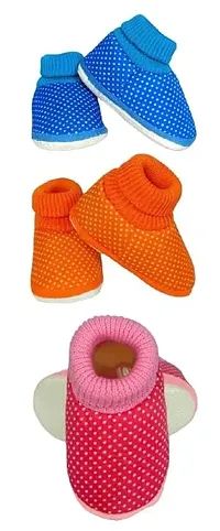 New born baby shoes Pack of 3 (blue, orange and pink)