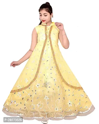 Kitty-Fashion Anarkali in Silicon Fabric Gown with Kotti for Girls Kids