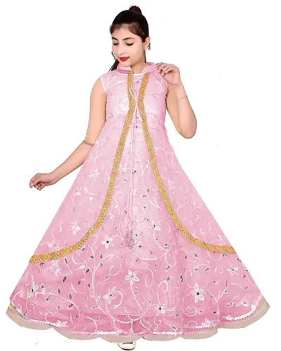 Kitty-Fashion Anarkali in Silicon Fabric Gown with Kotti for Girls Kids