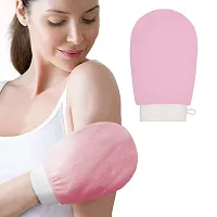 Cooters Exfoliating Gloves for Body Cleansing and Scrubbing| Bath Glove - made of 100% Natural Fibre| Dead Skin Remover- Assorted Colour (baby pink gloves)-thumb1