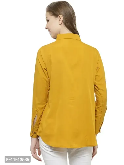 Enchanted Drapes Womens' Mustard Plain Crepe Ladies Shirt [Size: 6XL] {EDLSH0013}-thumb4