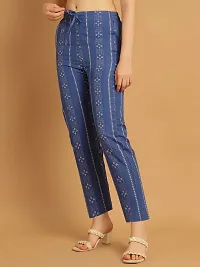 Enchanted Drapes Blue Printed Womens Cotton Pants-thumb1